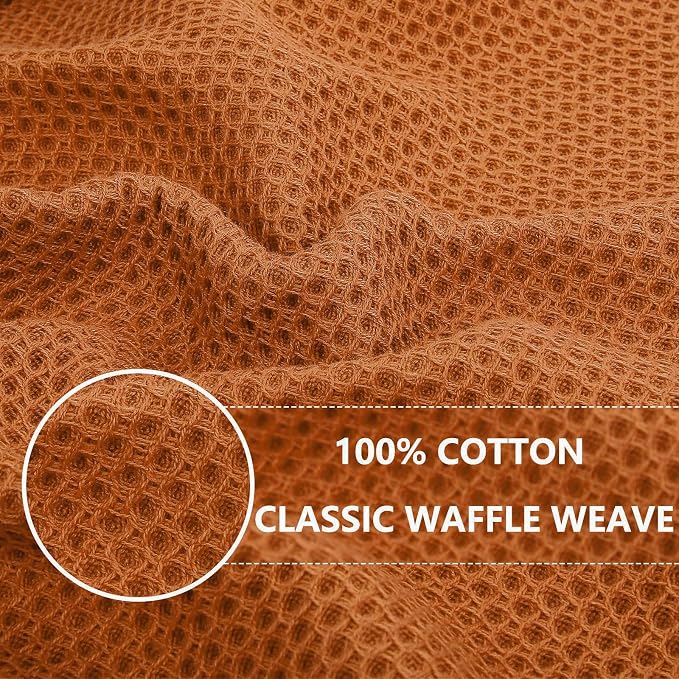 Homaxy 100% Cotton Waffle Weave Kitchen Dish Cloths 6-Pack, Burnt Orange | 12 x 12 Inches, Ultra Soft Absorbent Dish Towels, Quick Drying Dish Rags with Hanging Loop
