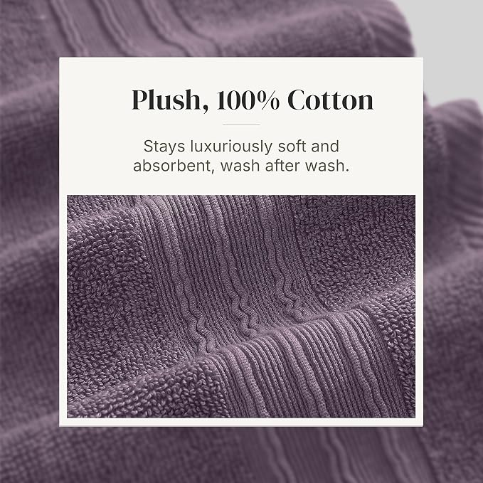 Modern Threads 6 Piece Bath Towel Set – Bathroom Set with 2 Bath Towels, 2 Hand Towels, and 2 Wash Cloths – 100% Cotton, Super Absorbent & Extra Soft – Reversible Floral Trail (Purple)