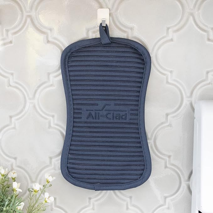 All-Clad Premium Pot Holder & Hot Pad: Heat Resistant to 500 Degrees - 100% Cotton, 10"x6.25" Hot Pad for Kitchen and Barbeque, (2-Pack), Indigo