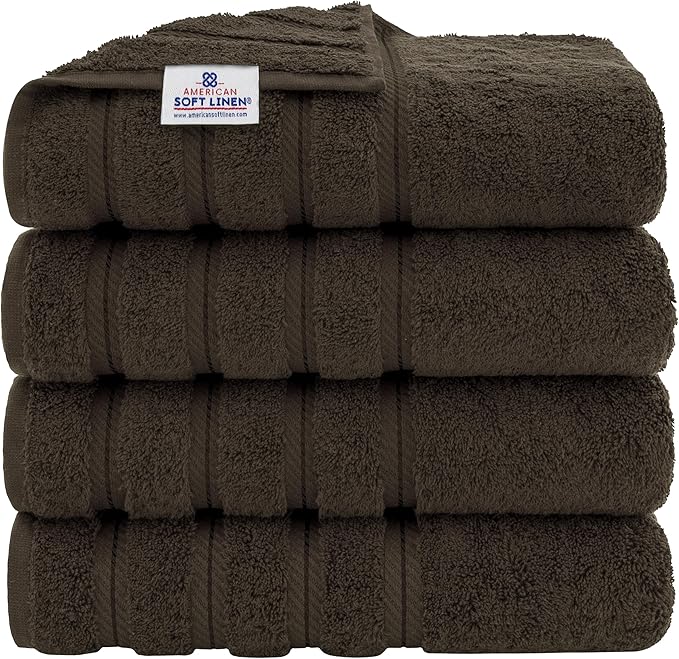 American Soft Linen 100% Cotton Luxury Turkish Towels, 4 PC Bath Towel Set | Soft Absorbent Quick Dry OEKO Tex Standard 100 Certificated Durable Machine Washable Premium Hotel Quality