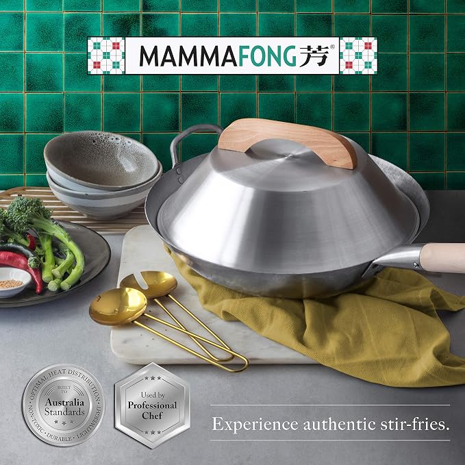 Aluminum Wok Dome Cover for 14" Hand Hammered Wok, 13 inch Flat Wok Lid
