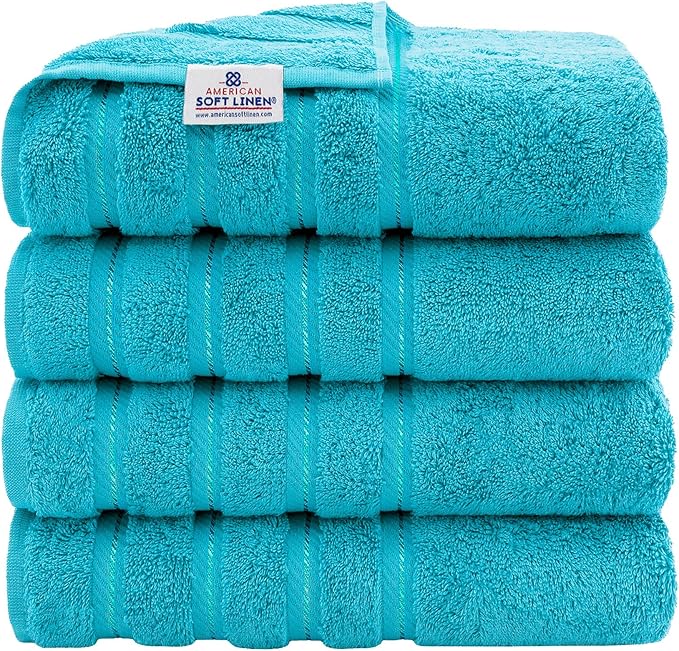 American Soft Linen 100% Cotton Luxury Turkish Towels, 4 PC Bath Towel Set | Soft Absorbent Quick Dry OEKO Tex Standard 100 Certificated Durable Machine Washable Premium Hotel Quality