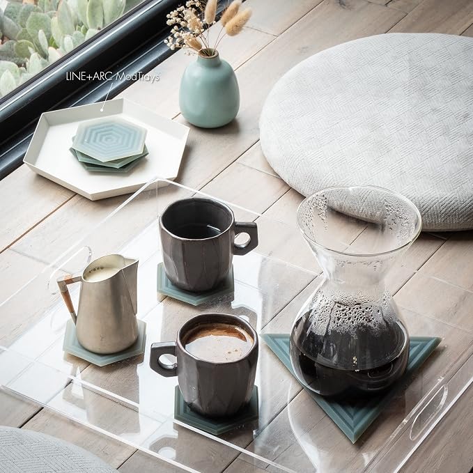 LINE+ARC Modern Silicone Trivets, Indigo Wash (3 Pack) feat. in ELLE Decor | Waterproof, dishwasher-safe, quartz kitchen countertop, outdoor, mid-century modern, mcm, feat. in BuzzFeed, blue