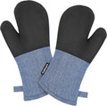 Cuisinart Chambray Kitchen Oven Mitts, Heat-Resistant, 2-Pack, 7"x13" | Non-slip neoprene palm grips up to 350°F, long cuff shields forearms, hang loop for storage, handles cast iron and grilling