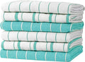 Zeppoli Classic Kitchen Towels - 6 Pack 100% Natural Cotton Towel Set, Reusable Wash Cloths, Absorbent Dish Towels, Machine Washable Hand Towels, Kitchen Essentials, 20" x 28" - Aqua Base