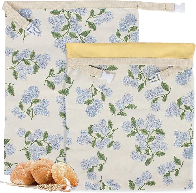 Reusable Beeswax Bread Bags for Homemade Bread & Sourdough, 2-Pack XL Airtight Food Storage Bags, Organic Cotton Linen Covers - Freezer-Friendly Freshness Preservation Keeps Fresh Longer