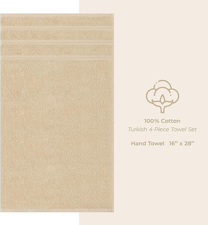 American Soft Linen 100% Cotton Luxury Turkish Towels, 4 PC Hand Towel Set | Soft Absorbent Quick Dry OEKO Tex Standard 100 Certificated Durable Machine Washable Premium Hotel Quality