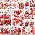 13 Pcs Valentine's Day Kitchen Sets with Kitchen Towels Non Slip Mats Curtains Valance Pot Holders Oven Mitts Red Love Heart Home Decor Accessories Sets for Valentines Cooking Grilling Baking Gift