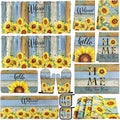 Fourluoo 16 Pcs Sunflower Kitchen Decor Set Kitchen Towels Non Slip Rugs and Mats Oven Mitts Gloves Pot Holders Placemats Curtains for Decor Gift