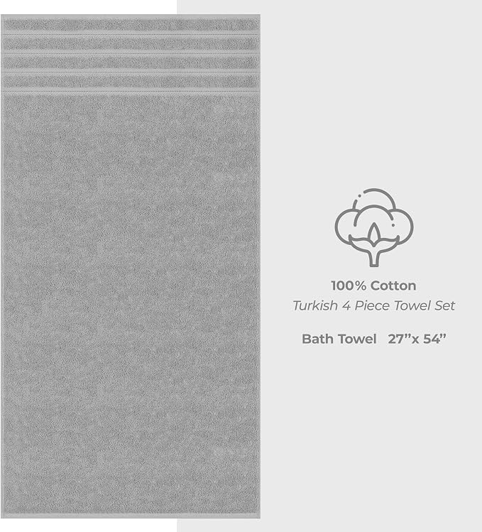 American Soft Linen 100% Cotton Luxury Turkish Towels, 4 PC Bath Towel Set | Soft Absorbent Quick Dry OEKO Tex Standard 100 Certificated Durable Machine Washable Premium Hotel Quality