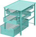 Simple Houseware Stackable 3 Tier Slide Basket Organizer Drawer, Turquoise