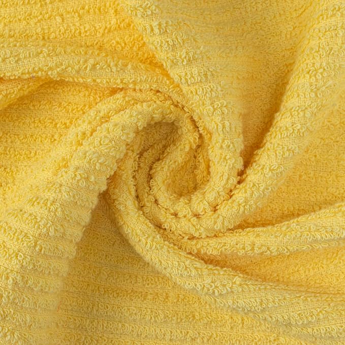 Textila Bar Mop Towels - 16x19 Inches - Pack of 12 - Lemon Yellow - Orange - Cotton Dish Cloths & Cleaning Towels for Kitchen, Bar, Restaurant, Household Use – Absorbent, Durable, Reusable