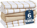LANE LINEN Cotton Kitchen Towels and Dish Cloths Set, 6-Pack – Absorbent, Quick-Drying Dish Towel, 18" x 28", Soft, Premium Hand and Tea Towels - Beige