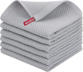 Homaxy 100% Cotton Waffle Weave Kitchen Dish Cloths 6-Pack, Light Gray | 12 x 12 Inches, Ultra Soft Absorbent Dish Towels, Quick Drying Dish Rags with Hanging Loop