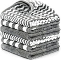 Microfiber Cleaning Cloths, 6 Pack Gray Kitchen Towels | 13.5x29 Inch, Ultra Soft Super Absorbent, Lint Free Dish Towels with Hanging Loop, Reusable for Household Cleaning