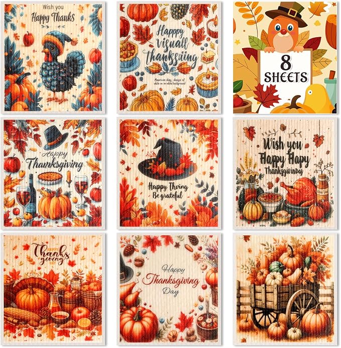 Lucomb Sedish Dishcloth (8 Pack-Thanksgiving Days)