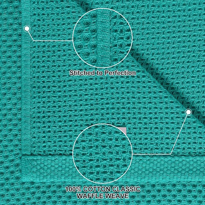 Homaxy 10 Pack 100% Cotton Kitchen Towels and Dishcloths Set, Teal | 12 x 12 Inches and 13 x 28 Inches Kitchen Towels Set, Ultra Soft Absorbent Dish Cloths for Washing Dishes