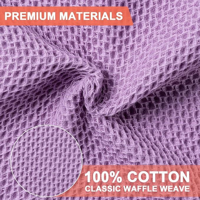 Kitchen Towels 6-Pack Kitchen Dish Cloths,100% Cotton,12x12 In,Lavender | Towels Waffle Weave,Ultra Soft Absorbent, Quick Drying