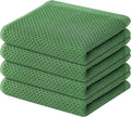 Homaxy 100% Cotton Waffle Weave Kitchen Dish Towels 4-Pack, Grass Green | 13 x 28 Inches, Ultra Soft Absorbent Dish Towels, Quick Drying Cleaning Towels