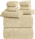 8 Piece Bath Towels Set, 2 Oversized 35 * 70 in Bath, 2 Hand, 4 Wash | Luxury Soft Microfiber, Super Absorbent Thick, Quick Dry, Shower Towels for Bathroom, Spa & Hotel, Beige