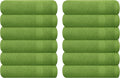 GLAMBURG Ultra Soft 12-Piece Washcloths Set 13x13-100% Ringspun Cotton - Durable & Highly Absorbent Face Towels - Ideal for use in Bathroom, Kitchen, Gym, Spa & General Cleaning - Kiwi Green