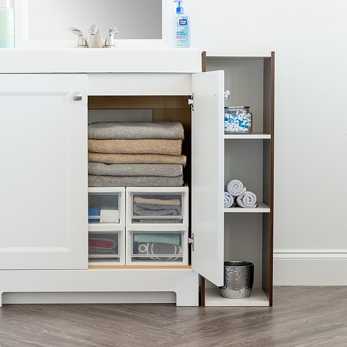IRIS USA 2-Pack, 6 Qt. Small Stacking Drawer Storage Organizer, White | Keep craft supplies, accessories, office items, and small essentials organized around your home for easy everyday storage