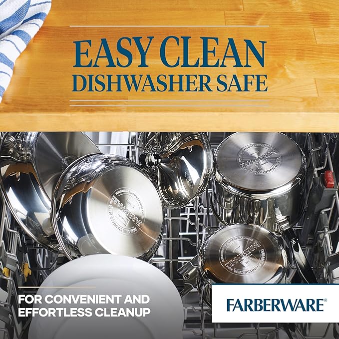 Farberware Classic Stainless Steel 2-Quart Mirror Satin Covered Saucepan,Silver,(Pack of 3)