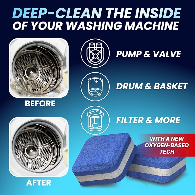 Washing Machine Cleaner New Ultra Pro Tablets, 50% Stronger for Pet Owners | 28 Pack, Remove Tough Pet Hair, Deep Cleaning, Odor, Residue, Grime, No Dander Buildup, Septic Tank Safe, HE Front & Top Load