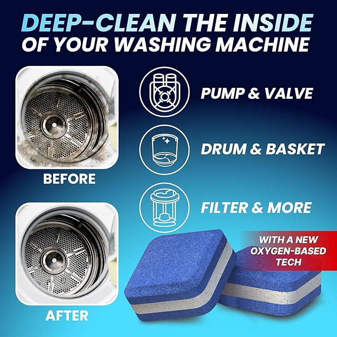 Washing Machine Cleaner Pro Tablets for Pet Owners, 42 Pack, Front/Top Load | Remove Stubborn Pet Hair, Washer Deep Cleaning, Septic Tank Safe, HE Support, Eliminates Pet Smells, Prevents Dander Build-up