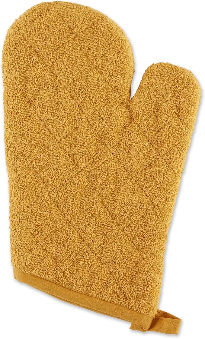 DII Basic Terry Collection 100% Cotton Quilted, Oven Mitt, Honey Gold, 2 Piece