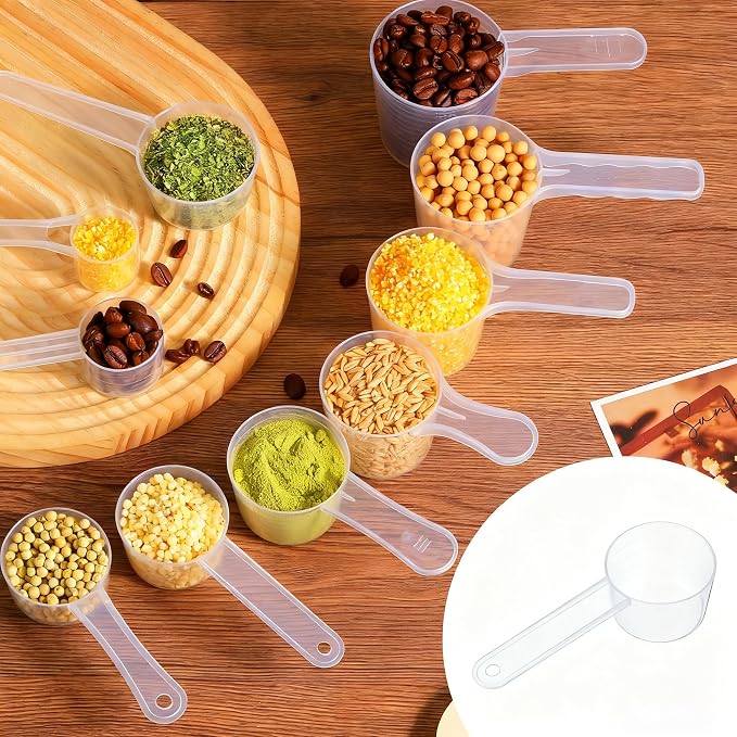 15g/30ml Measuring-Spoons Scoop for Creatine,Powders,Cooking,Recipes,Lab,Food Grade PP Material,BPA-free,Meets FDA Standards,2-Packs(With milliliter scale marking) Transparent