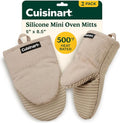 Cuisinart Mini Oven Mitts, 2-Pack 5"x8.5", Heat Resistant 500F | Compact pot holder for baking, air fryer, and cookware, silicone non-slip grip, hanging loop, fits either hand, wipes clean