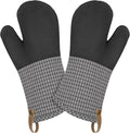 Cuisinart Heritage Kitchen Oven Mitts, Heat-Resistant, 2-Pack, 7"x13" | Non-slip neoprene palm grips up to 350°F, long cuff shields forearms, hang loop for storage, handles cast iron and grilling