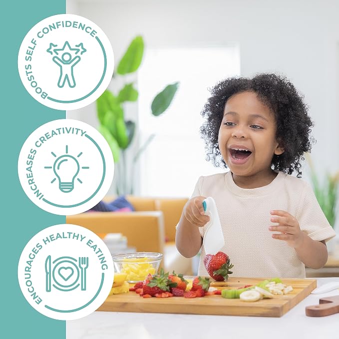 Toddler Chopper Knife Set for Real Cooking | Safe | Ages 2-6 | Patented Toddler Chopper | Montessori Kitchen Tool | Baby Food Prep | BPA Free Dishwasher Safe | Birthday Gift