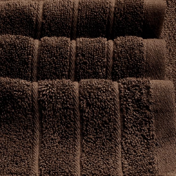 8 Piece Towel Set, 2 XL Bath, 2 Hand, 4 Washcloth, Brown | 100% Cotton, Lighter Weight, Quicker to Dry, Super Absorbent, Perfect for Bathroom