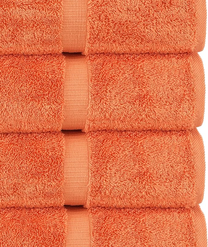 Chakir Turkish Linens 4 Piece Extra Large Bath Towels, 100% Cotton Luxury Turkish Towels for Bathroom, Soft Absorbent Bath Towels, 30 x 60 Inches, Coral