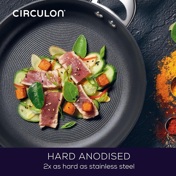 Circulon Symmetry Hard Anodized Nonstick Induction Frying Pan Twin Pack, 10-Inch and 12-Inch, Pan Sets for Cooking Nonstick, Black