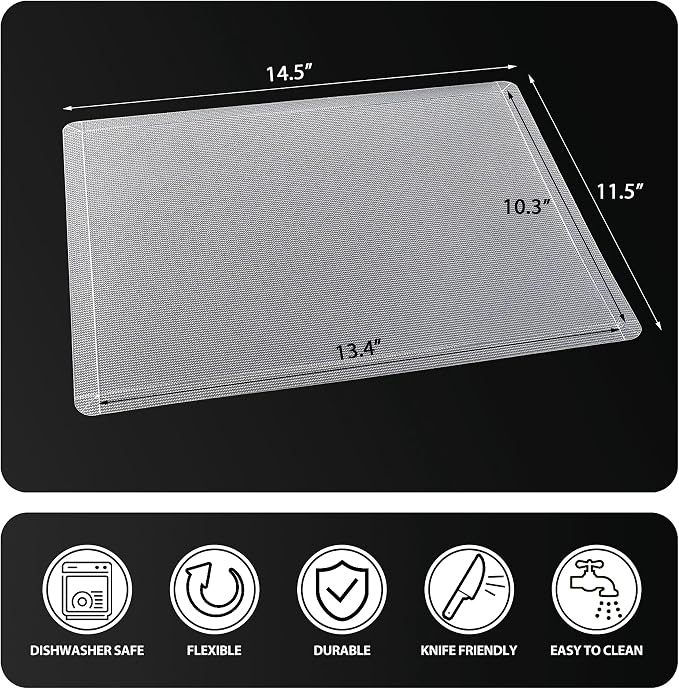 WK Flexible Plastic Cutting Boards Mats with Lip, Foldable Cutting Board for Kitchen Set of 3, Clear Cutting Boards, Nonslip Cutting Mats Sheets, BPA Free, Dishwasher Safe
