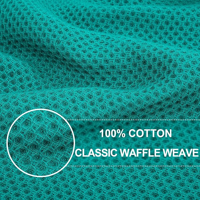 Homaxy 100% Cotton Waffle Weave Kitchen Dish Towels 6-Pack, Teal | 13 x 28 Inches, Ultra Soft Absorbent Dish Towels, Quick Drying Cleaning Towels