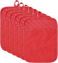 R HORSE 6 Pack Red Pot Holders with Pocket for Kitchen, 7''x 9'' | Cotton Kitchen Potholder, Heat Resistant Oven Mitts, Non-Slip Hot Pads Terry Cloth, Ideal for Baking, Cooking, Christmas Gift