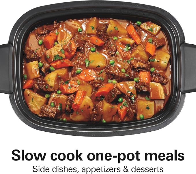 Hamilton Beach 9-in-1 6 Quart Programmable Slow Cooker | Sear, Brown, Rice, Steam, Sauté, Roast, Delay Start & Keep Warm Functions | Nonstick PFAS-Free Dishwasher Safe Crock | Black