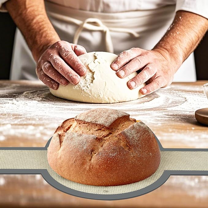 Silicone Bread Sling, Non-Stick & Easy Clean Dutch Oven Baking Mat with Longer Handles, Silicone Baking Sling to Transfer SourDough Easily, Reusable Bread Mat Set