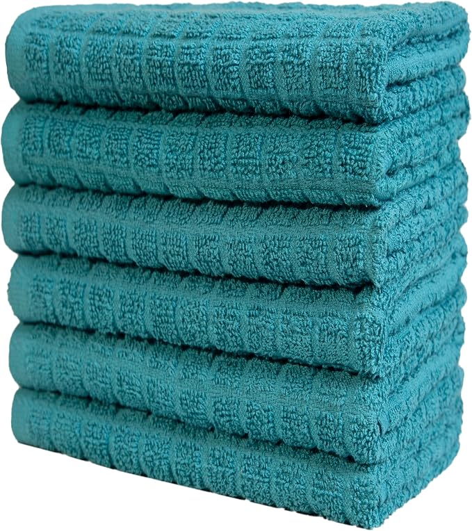 Bumble Kitchen Towels (6-Pack), 16"x28", 100% Cotton Dish Towels - Aqua | 380 GSM | Soft kitchen hand towels , Highly Absorbent & Durable Dish Towels for kitchen with Hanging Loop