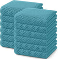 Homaxy 100% Cotton Waffle Weave Kitchen Dish Towels 12-Pack, Lake Blue | 13 x 28 Inches, Ultra Soft Absorbent Dish Towels, Quick Drying Cleaning Towels