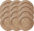 Rattan Plate Chargers, Round Woven, Harvest, Set of 12 | Handwoven Natural Rattan With Warm Finish, 13x13in Round Fit For Dinner Plates, Durable Charger Set For Weddings & Banquets