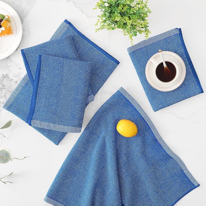 Mordimy Premium Large Cotton Kitchen Towels (18"x 28", 3 Pack), Blueberry | 100% Ring Spun Cotton, Super Absorbent, 380 GSM, Flat & Terry, Soft, Hanging Loop Dish Towels