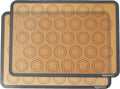 Amazon Basics Silicone Baking Mat for Macarons, Non-Stick, Food Safe, Reusable, Oven-Safe, 16.5" x 11.6", Beige/Gray, 2-Pack
