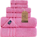 Hawmam Linen Pink 6 Piece Bath Towels Set for Bathroom Original Turkish Cotton Soft, Absorbent and Premium 2 Bath Towels, 2 Hand Towels, 2 Washcloths