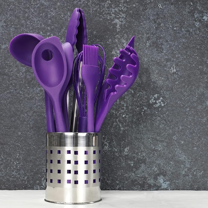 Chef Craft Premium Silicone Cooking Tongs, 12 inch, Purple