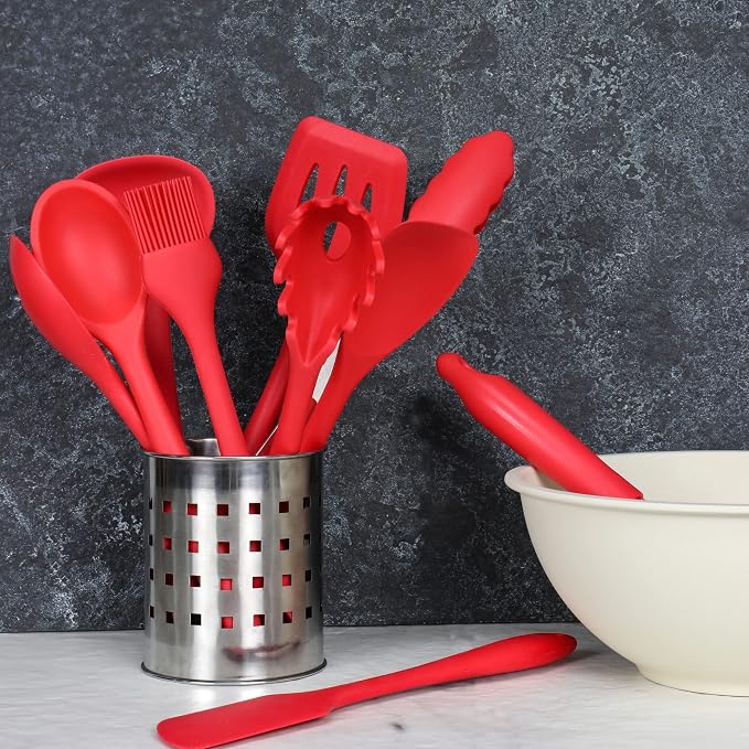 Chef Craft Premium Silicone Tongs, 12 inch, Red